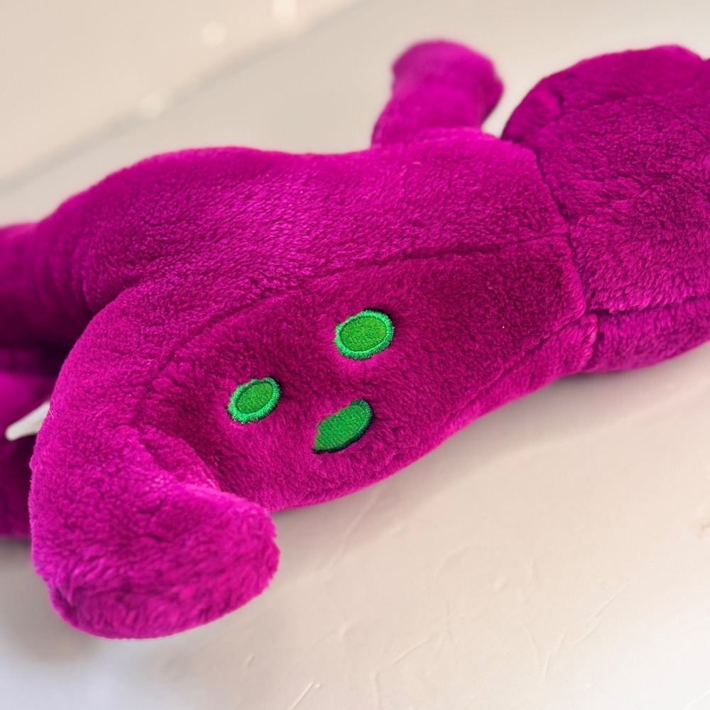 Vintage Barney Dinosaur Plush 12" Stuffed Animal Purple Green 90s Toy Stuffed - Picture 6 of 7